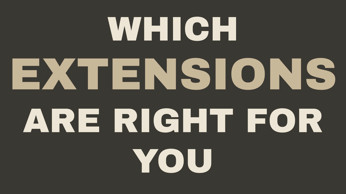 Blog header image for Which Hair Extensions Are Right for You article by Solvi Salon Boise on cream background.