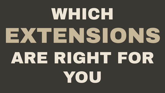 Blog header image for Which Hair Extensions Are Right for You article by Solvi Salon Boise on cream background.